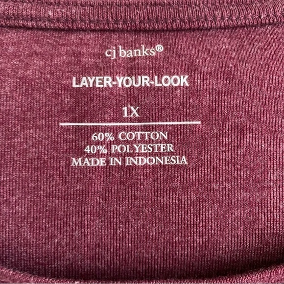 CJ Banks | Layer Your Look Pullover Sweater | Maroon | Size: 1X - Picture 2 of 7